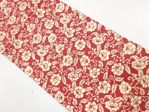 縮緬地　牡丹唐草模様　名古屋帯